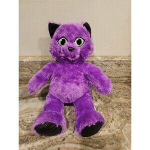 Build A Bear Purple Kitty Cat Halloween Plush Black Feet & Glitter Ears